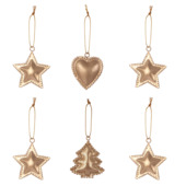Décoration Noël ornement métal doré 6 pièces
