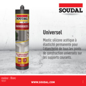 Silicone universel Soudal blanc 290 ml