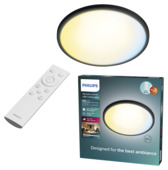 Philips plafondlamp Valen zwart 16W met afstandsbediening dimbaar