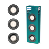 Philips Donegal inbouwspot excl. lampen GU10 rond richtbaar max. 5,5 W grijs 3 stuks
