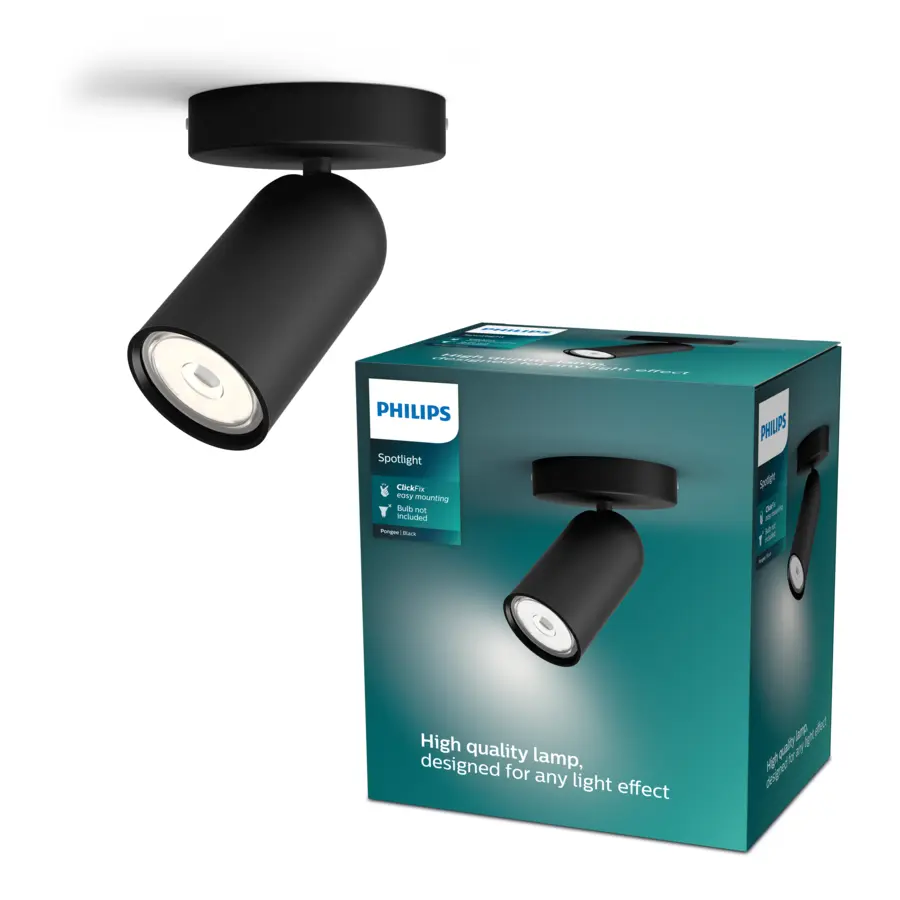 Philips Opbouwspot MyLiving Pongee LED Zwart 5.5W