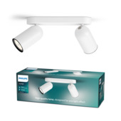 Support 2 spots Pongee Philips 2x GU10 sans ampoules max. 10 W blanc