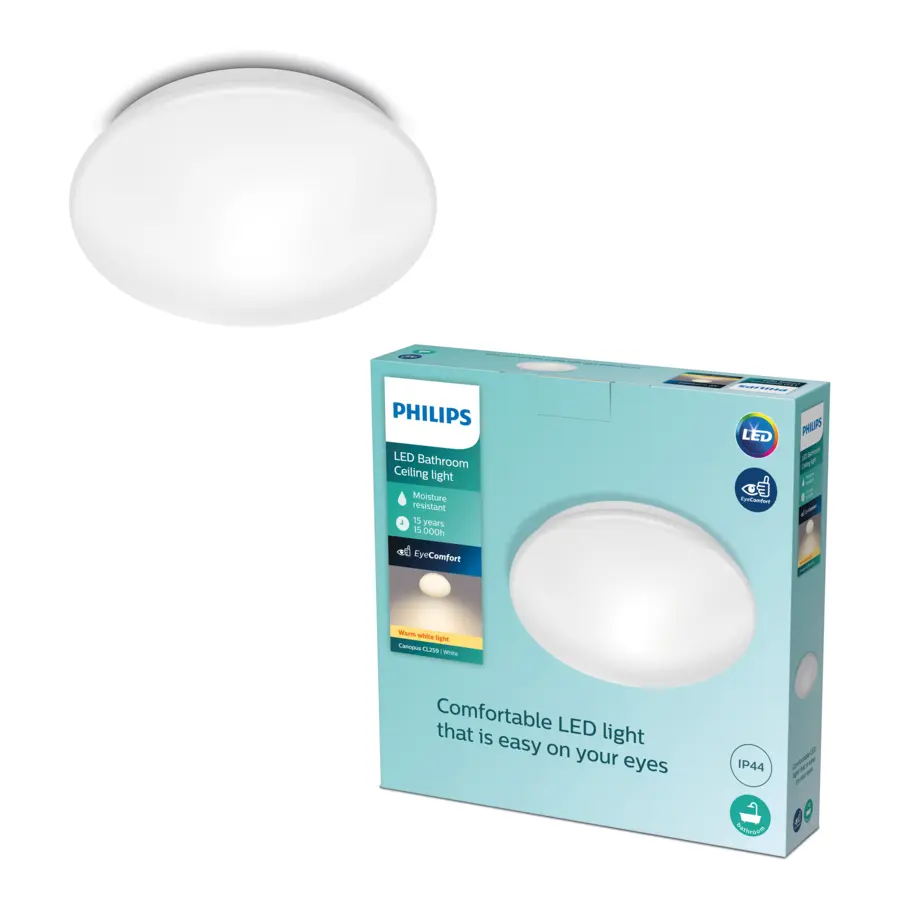 Philips badkamerplafondlamp LED Canopus 1x 17 W 2700K wit