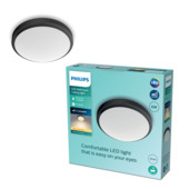 Philips badkamer LED plafondlamp Doris Ø 22 cm 1x6W 2700K zwart