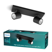 Support 2 spots Philips myLiving Runner noir 2x GU10