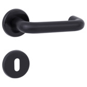 OK deurkruk set rond rozet zwart plastic