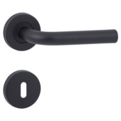 Gamma deurkruk set Manchester rond rozet sleutelplaat zwart INOX