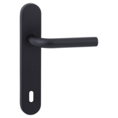 Gamma deurkruk set Manchester ovaal schild sleutelgat 110 mm zwart INOX