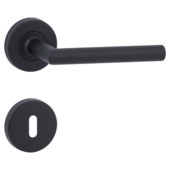 Novidade deurkruk set York rond rozet sleutelplaat zwart RVS