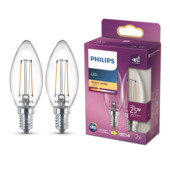 Philips LED kaars E14 1,9 W filament helder niet dimbaar 2 stuks