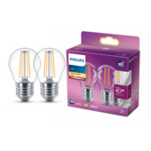Ampoule boule LED Philips E27 3,4 W 2700 K filament 2 pièces