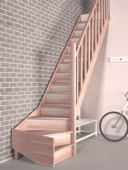 Sogem Tradi Eco trap beuken met leuning, tegentreden en kwartslag rechts