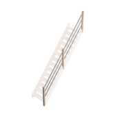 Savoie leuning met grijze metaalbuizen voor rechte trap