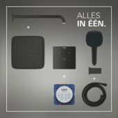 Grohe inbouwdouchesysteem Precision Thermostat Perfect met  Vitalio Comfort 250 hoofddouche vierkant mat zwart