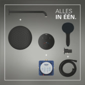 Grohe inbouwdouchesysteem Precision Thermostat Perfect met  Vitalio Comfort 250 hoofddouche rond mat zwart