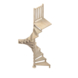 Square wood dennen spiraaltrap met vierkant trapgat van 120 cm, platform en borstwering op bloktrede