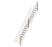 Jura traditionele leuning "C" met grijze metaalbuizen voor rechte trap