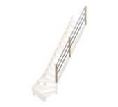 Jura traditionele leuning "C" met grijze metaalbuizen voor trap met kwartslag