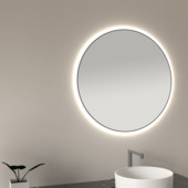 Marho badkamerspiegel Mavri met dimbare verlichting mat zwart Ø 60 cm