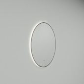 Marho badkamerspiegel Mavri met dimbare verlichting mat zwart Ø 80 cm