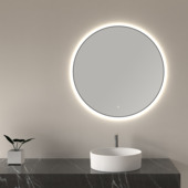 Marho badkamerspiegel Mavri met dimbare verlichting mat zwart Ø 100 cm