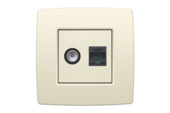 Prise coaxiale + RJ45 CAT6 Niko cream