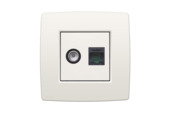 Niko stopcontact coax + RJ45 CAT6 wit
