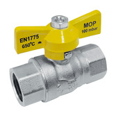 Van Marcke gasbolkraan voor aardgas en LPG 1/2"F x 1/2"F mat verchroomd