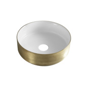 Marho waskom rond Arden Ø 36x12 cm glans wit/geborsteld goud