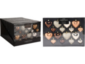 Boules de Noël en forme de cœurs synthétique 16 pièces