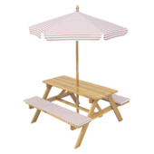Picknicktafel Kids met parasol 100 x 100 cm