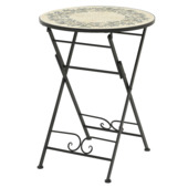 Table bistro Athènes métal noir/mosaïque olive Ø 58x76 cm