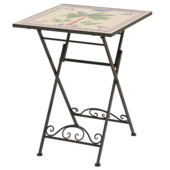 Table bistro Havana métal noir/mosaïque palmier 58x58x76 cm