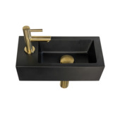 Ensemble lave-mains gauche Marho Ondine S noir/laiton brossé