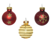 Decoris kerstballen glas gemengd rood goud Ø 3 cm 9 stuks