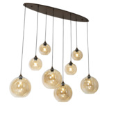 QAZQA 8-lichts hanglamp Sandra 40W E27 goud glas