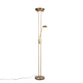 QAZQA staande LED lamp Diva 18W brons staal 180 cm inclusief leeslamp