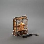 Lanterne à neige Konstsmide maison en pain d’épices, éclairage LED, 16,5 x 21,5 cm.