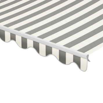 Volant à bord ondulé rayé gris/blanc (couleur T356) sur mesure