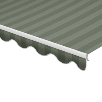 Volant à bord ondulé rayé vert (couleur 338674) sur mesure