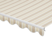 Volant à bord ondulé rayé brun/crème (couleur 8935) sur mesure