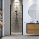 Porte de douche pivotante pour niche Sealskin Hooked 100x200 cm noir mat