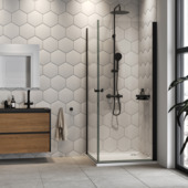 Sealskin hoekinstap met 2 draaideuren Hooked mat zwart 90x90x200 cm