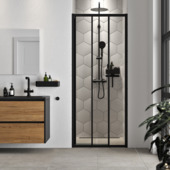 Porte de douche coulissante en 3 parties Sealskin Hooked 90x200 cm noir mat