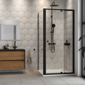Porte de douche pivotante réglable avec paroi latérale Sealskin Hooked 83-93x90x200 cm noir mat