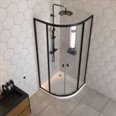 Sealskin kwartronde hoekinstap vierdelig met schuifdeuren Hooked mat zwart 90x90x200 cm