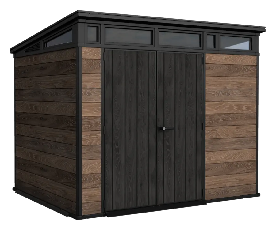 Keter Signature Pent 97 Walnut tuinhuis 279 x 216 x 226 cm