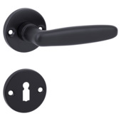 Gamma deurkruk set Amsterdam rond rozet sleutelplaat zwart aluminium