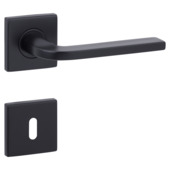 Gamma deurkruk set Enzo vierkant rozet sleutelplaat zwart aluminium