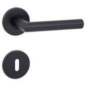 Gamma deurkruk set Roberto rond rozet sleutelplaat zwart aluminium